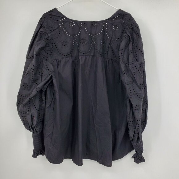 Eloquii Elements Eyelet Puff Sleeve Easy Fit Long Sleeved Career Floral Top 26 - Picture 2 of 10